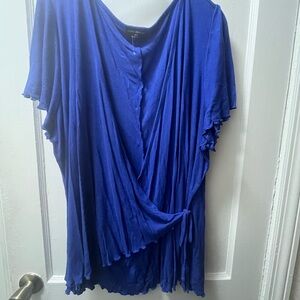 Lane Bryant Blue Flutter Sleeve Asymmetrical Blouse